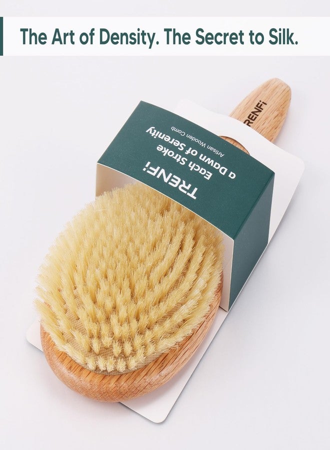 TRENFI Heritage Oak Boar Bristle Hair Brush | 100% First-Cut Natural Bristles for Shine & Smoothing | Soft Scalp Massage | Luxury Grooming for Fine, Short Hair & Men's Styling (Finishing Tool) - Image 5
